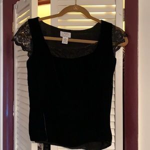Ann Taylor Loft Black lace and velvet top